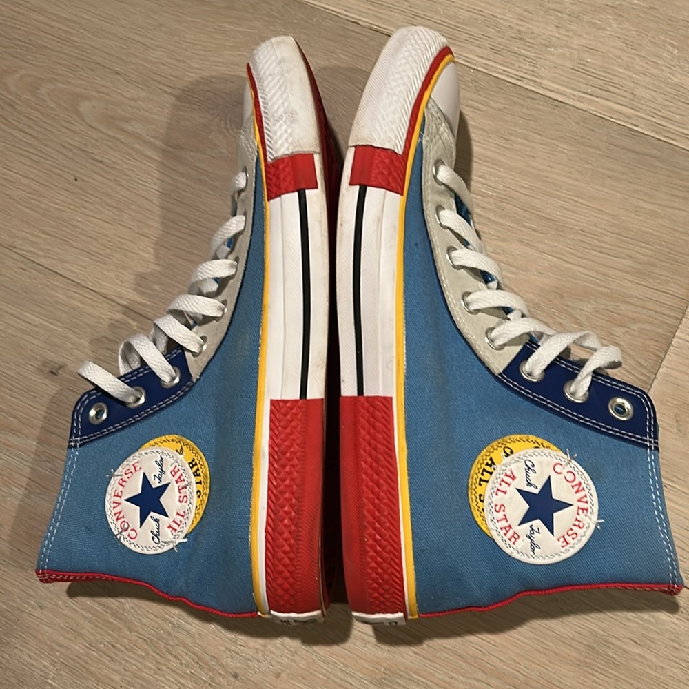 ❌SOLD💰Converse Chuck Taylor Blue and Red High-Top Double Logo Sneakers Men size7 - Picture 10 of 12
